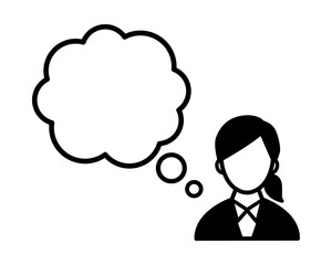 考えているビジネスマンのアイコン／シンプル／吹き出し
