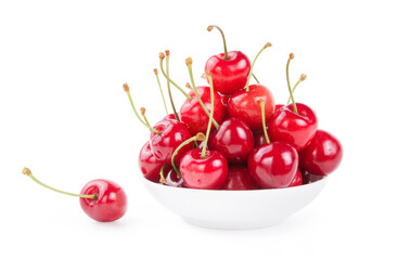 Cherries isolated on white background.