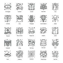 Winter Season Accessories line Icons Pack 
