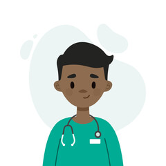Male doctor character. Avatar of a young male doctor/nurse.  Happy doctor/nurse on a white background. 