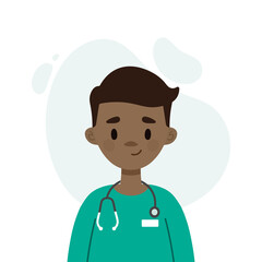 Male doctor character. Avatar of a young male doctor/nurse.  Happy doctor/nurse on a white background. 