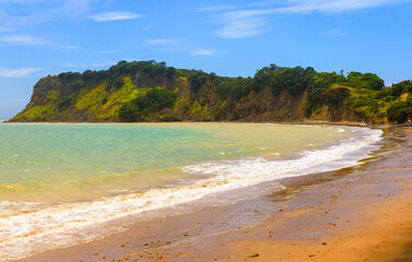 Panoramic View of Army Bay Whangaparaoa Peninsula Auckland New Zealand; During High Tide