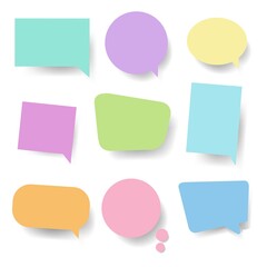 Colorful Speech Bubbles White Background, Vector Illustration