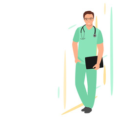 Vector flat illustration - doctor in full growth.