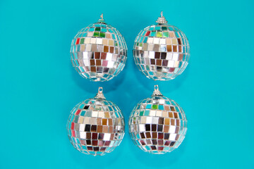 shiny toys balls on the Christmas tree for the a new year holiday