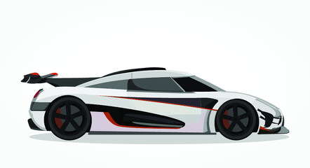 Obraz premium detailed body and rims of a flat colored car cartoon vector illustration