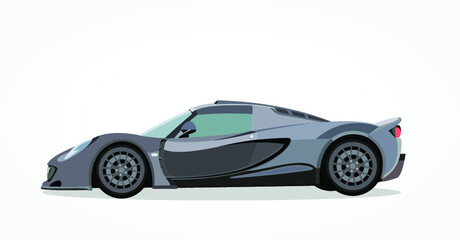 detailed body and rims of a flat colored car cartoon vector illustration