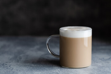 A cup of cafe latte, cafe au lait or chai latte