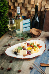 Classic wine appetizer cheese grapes nuts