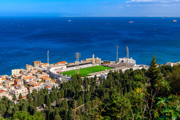 Fototapeta na wymiar Aerial view of the football stadium of Algiers, the capital and largest city of Algeria