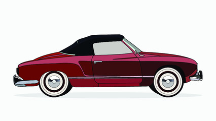 detailed body and rims of a flat colored car cartoon vector illustration