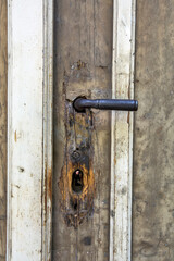 Handle and lock on the old door