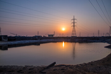 Fototapeta na wymiar Power poles in Gujarat