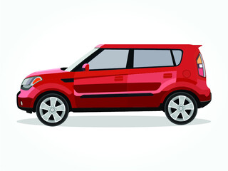 Obraz premium detailed body and rims of a flat colored suv cartoon vector illustration