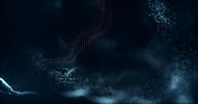Abstract alien tech particle animated background. 3D animation with realistic depth and blur pattern for credit sequence and titles - 4K