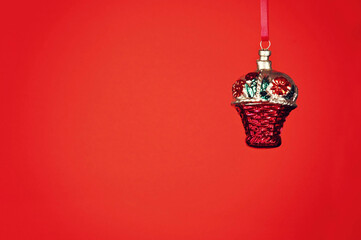 Christmas Ornament on red background