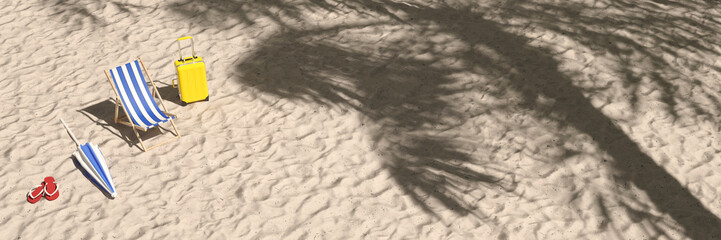 Leere Strandliege am Strand in den Ferien im Sommer