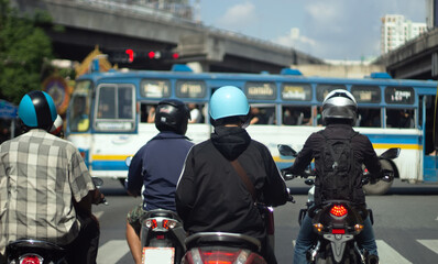 stop motorcycle with biker fast transpotation on urban