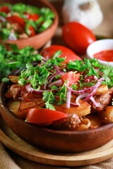ojahuri, georgian cuisine, potatoes with meat,georgian traditional  dish