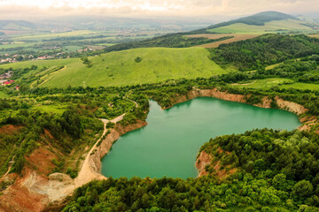 Aerial view of Lake Skrabske in Slovakia