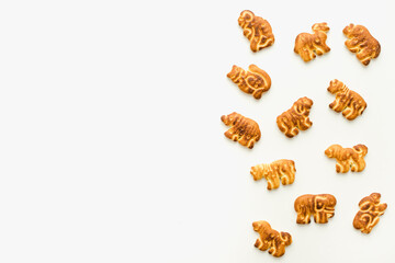 baby cookies on white background, animal shaped cookies