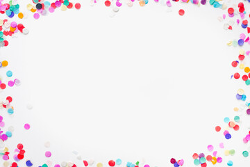 colored confetti on white background, colored background, colored frame