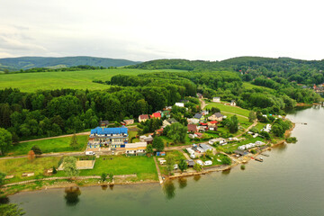 Aerial view of the Domasa reservoir in Slovakia