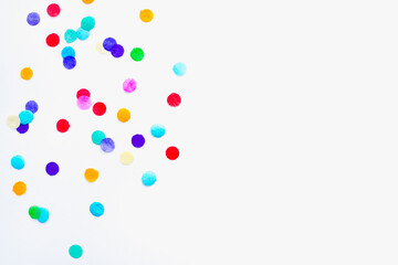 colored confetti on white background, colored background, colored frame