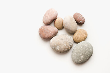 Fototapeta na wymiar sea ​​stones, stones on white background
