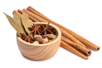 Cinnamon sticks isolated on white background.Spices and herbs ingredients for cooking.