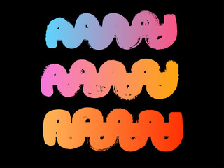 Summer Style Grunge Banners. Colorful yellow red pink violet grunge banner collection for your design. Abstract painted background templates. Set of grungy banners on black background