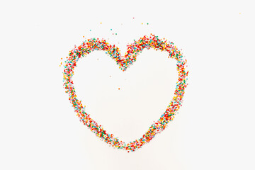 heart on white background, sprinkled heart