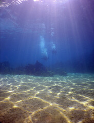 underwater land sand light caribbean sea Venezuela