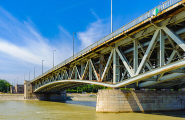 It's Petofi Bridge, a bridge in Budapest, connecting Pest and Buda across the Danube. It is the second southernmost public bridge in Budapest.