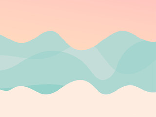 Hand drawn vector stock abstract graphic illustration with ocean waves sea shore scene with nobody and Copy Space place for your typography isolated on background
