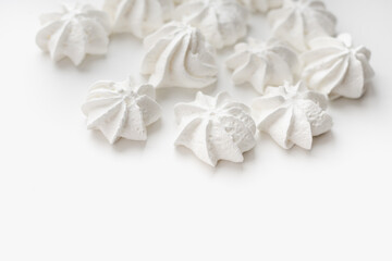 Fototapeta na wymiar meringue on white background, cakes on white background