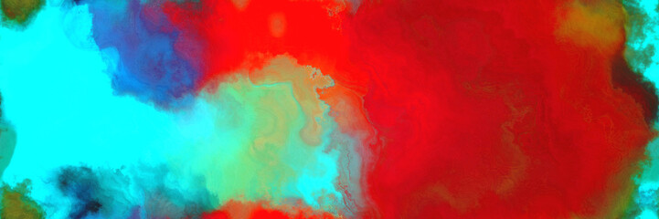 abstract watercolor background with watercolor paint with dark turquoise, bright turquoise and strong red colors. can be used as background texture or graphic element