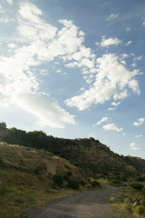 
Blue sky among mountains and meadows