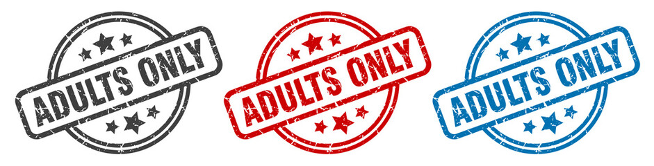 adults only stamp. adults only round isolated sign. adults only label set
