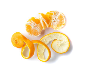Dry Orange Peel or Zest Isolated on White Background