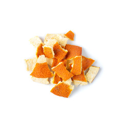 Dry Orange Peel or Zest Isolated on White Background