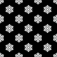 New Year and Christmas seamless pattern with snowflakes in black and white