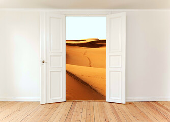 砂漠の部屋, desert, door, white room