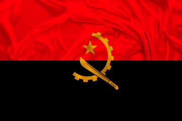 color national flag of modern Angola state on beautiful silk fabric, concept of tourism, economy,...