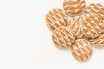 oatmeal cookies, cookies on a white background, confectionery, tea sweets