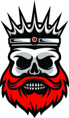 Skull with Crown and Red Beard