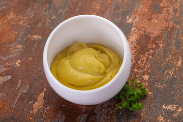 Mustard sauce in the bowl
