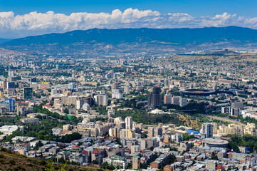 Fototapeta premium It's Panoramic view of Tbilisi, Georgia. Tbilisi is the capital and the largest city of Geogia with 1,5 mln people population