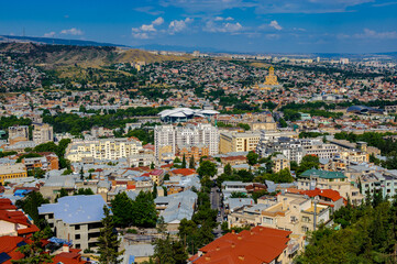 Obraz premium It's Panoramic view of Tbilisi, Georgia. Tbilisi is the capital and the largest city of Geogia with 1,5 mln people population