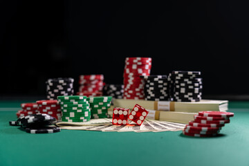 Casino Craps dice close up